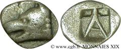ARGOLIDE - ARGOS(Ve siècle avant J.-C.) Obole N° v19_0088    Date : c. 465-430 AC. Nom de l'atelier : Argos Métal : argent Diamètre : 9mm Axe des coins : 12h. Poids : 1,01g. Etat de conservation : TB+