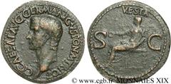 CALIGULA(16/03/37-24/01/41)Caius Cوsar Augustus Germanicus As, (MB, ئ 29) N° v19_0180    Date : 37-38 Nom de l'atelier : Rome Métal : cuivre Diamètre : 29mm Axe des coins : 6h. Poids : 11,16g. Etat de