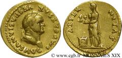 VESPASIEN(1/07/69-24/06/79)Titus Flavius Sabinus Vespasianus Aureus N° v19_0191    Date : 75-79 Nom de l'atelier : Rome Métal : or Diamètre : 19,5mm Axe des coins : 6h. Poids : 7,26g. Degré de rareté 