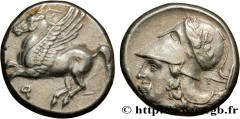CORINTHIA - CORINTH Type : Statère  Date : c. 340 AC  Mint name / Town : Corinthe, Corinthie  Metal : silver  Diameter : 21  mm Orientation dies : 3  h. Weight : 8,52  g. Rarity : R1  Obverse legend :
