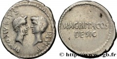 OCTAVIAN and AGRIPPA Type : Denier  Date : 38 AC.  Mint name / Town : Italie ou Gaule  Metal : silver  Millesimal fineness : 950  ‰ Diameter : 20  mm Orientation dies : 6  h. Weight : 3,85  g. Rarity 