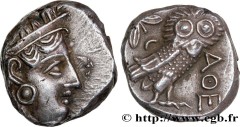 ATTICA - ATHENS Type : Tétradrachme  Date : c. 350-320 AC.  Mint name / Town : Athènes, Attique  Metal : silver  Diameter : 25,5  mm Orientation dies : 1  h. Weight : 17,17  g. Rarity : R1  Obverse le