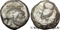 ATTIQUE - ATHÈNES Type : Tétradrachme  Date : c. 515/510 - 490 AC.  Mint name / Town : Attique, Athènes  Metal : silver  Diameter : 21  mm Orientation dies : 2  h. Weight : 17,15  g. Rarity : R3  Obve