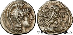 ATTICA - ATHENS Type : Tétradrachme stéphanophore  Date : c. 74-73 AC.  Mint name / Town : Athènes, Attique  Metal : silver  Diameter : 28,5  mm Orientation dies : 12  h. Weight : 16,32  g. Rarity : R