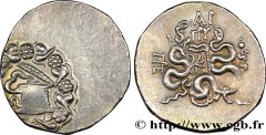 MYSIA - PERGAMON Type : Cistophore  Date : c. 123-100 AC.  Mint name / Town : Pergame, Mysie  Metal : silver  Diameter : 28  mm Orientation dies : 12  h. Weight : 12,63  g. Obverse legend : Anépigraph