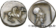 CORINTHIA - CORINTH Type : Statère  Date : c. 450 AC.  Mint name / Town : Corinthe, Corinthie  Metal : silver  Diameter : 21  mm Orientation dies : 4  h. Weight : 8,63  g. Rarity : R2  Obverse legend 