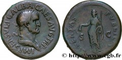 GALBA Type : Sesterce  Date : août - septembre  Date : 68  Mint name / Town : Rome  Metal : copper  Diameter : 35  mm Orientation dies : 6  h. Weight : 25,59  g. Rarity : R2  Obverse legend : IMP SER 