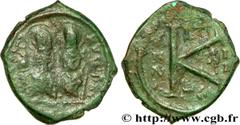 JUSTIN II et SOPHIE (15/11/565-5/10/578) Demi-follis 577-578 N° bby_208241 Date : 577-578 Nom de l'atelier : Thessalonique Métal : cuivre Diamètre : 22mm Axe des coins : 6h. Poids : 6,63g. Degré de ra