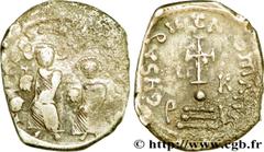 HERACLIUS et HERACLIUS CONSTANTIN (22/01/613-4/07/638) Hexagramme 626-635 N° bby_208316 Date : 626-635 Nom de l'atelier : Constantinople Métal : argent Diamètre : 23,5mm Axe des coins : 6h. Poids : 5,