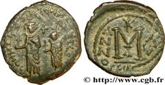 HERACLIUS et HERACLIUS CONSTANTIN (22/01/613-4/07/638) Follis surfrappé 616-617 N° bby_208969 Date : 616-617 Nom de l'atelier : Séleucie d’Isaurie Métal : cuivre Diamètre : 31mm Axe des coins : 5h. Po