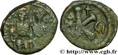 JUSTIN II et SOPHIE (15/11/565-5/10/578) Demi-follis 571-572 N° bby_209691 Date : 571-572 Nom de l'atelier : Constantinople Métal : cuivre Diamètre : 20mm Axe des coins : 1h. Poids : 5,86g. Degré de r