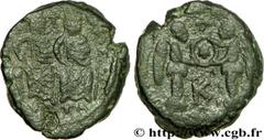 JUSTIN II et SOPHIE (15/11/565-5/10/578) Demi-follis 572-578 N° bby_209700 Date : 572-578 Nom de l'atelier : Carthage Métal : cuivre Diamètre : 20mm Axe des coins : 12h. Poids : 9,85g. Degré de rareté