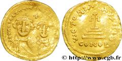 HERACLIUS et HERACLIUS CONSTANTIN (22/01/613-4/07/638) Solidus 626-629 N° bby_209708 Date : 626-629 Nom de l'atelier : Constantinople Métal : or Diamètre : 20mm Axe des coins : 6h. Poids : 4,27g. Degr