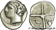 MASSALIA - MARSEILLE (474-410 avant J.-C.) Obole MA, tête à gauche c. 121-82 AC. N° bga_162600 Date : c. 121-82 AC. Métal : argent Diamètre : 10,5mm Axe des coins : 5h. Poids : 0,6g. Etat de conservat