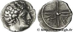 MASSALIA - MARSEILLE (474-410 avant J.-C.) Obole MA, tête à droite c. 350-220 AC. N° bga_162606 Date : c. 350-220 AC. Métal : argent Diamètre : 9,7mm Axe des coins : 1h. Poids : 0,72g. Degré de rareté
