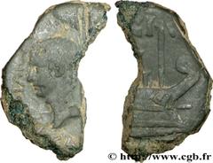 VIENNA - VIENNE - JULES CESAR et OCTAVE (36 avant J.-C.) Julius Cوsar, Caius Octavianus Dupondius coupé en deux verticalement ou as 36 AC. N° bga_169241 Date : 36 AC. Nom de l'atelier : Gaule, Vienne 