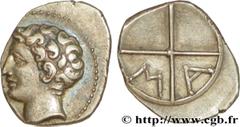 MASSALIA - MARSEILLE (474-410 avant J.-C.) Obole MA, tête à gauche c. 121-82 AC. N° bga_178551 Date : c. 121-82 AC. Métal : argent Diamètre : 11mm Axe des coins : 7h. Poids : 0,69g. Etat de conservati
