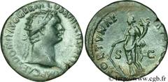 DOMITIEN (12/69-18/09/96) Titus Flavius Domitianus Auguste (13/09/81-18/09/96) Dupondius 95-96 N° brm_080622 Date : 95-96 Nom de l'atelier : Rome Métal : cuivre Diamètre : 27mm Axe des coins : 6h. Poi