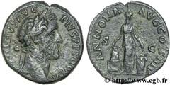 ANTONIN LE PIEUX (25/02/138-7/03/161) Titus Aurelius Fulvus Boionius Arrius Antoninus Auguste (10/07/138-7/03/161) As 153-154 N° brm_123251 Date : 153-154 Nom de l'atelier : Rome Métal : cuivre Diamèt