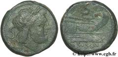 REPUBLIQUE ROMAINE - ANONYMES (IIIe siècle avant J.-C.) Semis coulé après 211 A.C. N° brm_126553 Date : après 211 A.C. Nom de l'atelier : Rome Métal : bronze Diamètre : 25mm Axe des coins : 2h. Poids 