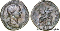 ALEXANDRE SEVERE (10/05/221-22/03/235) Marcus Aurelius Severus Alexander Auguste (13/03/222-22/02/235) Sesterce 223 N° brm_140555 Date : 223 Nom de l'atelier : Rome Métal : cuivre Diamètre : 32,00mm A