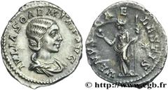 JULIA SOEMIAS (+222) Julia Soوmias Mère d'Elagabal, fille de Julia Maésa, sœur de Julia Mamée - Augusta (219-222) Denier 221 N° brm_153006 Date : 221 Nom de l'atelier : Rome Métal : argent Diamètre : 