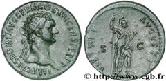 DOMITIEN (12/69-18/09/96) Titus Flavius Domitianus Auguste (13/09/81-18/09/96) Dupondius 95 - 96 N° brm_153036 Date : 95 - 96 Nom de l'atelier : Rome Métal : cuivre Diamètre : 28,00mm Axe des coins : 