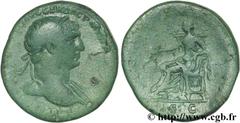 TRAJAN (27/10/97-8/08/117) Marcus Ulpius Traianus Auguste (25/01/98-8/08/117) Sesterce 105 N° brm_156727 Date : 105 Nom de l'atelier : Rome Métal : cuivre Diamètre : 32,50mm Axe des coins : 6h. Poids 