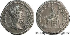 SEPTIME SEVERE (13/04/193-4/02/211) Lucius Septimius Severus Denier 203 N° brm_157134 Date : 203 Nom de l'atelier : Rome Métal : argent Diamètre : 19mm Axe des coins : 12h. Poids : 3,52g.   Etat de co