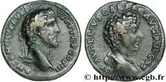 ANTONIN et MARC AURELE CESAR (140-161) Antoninus Pius, Marcus Aurelius Cوsar Sesterce 141 N° brm_162130 Date : 141 Nom de l'atelier : Rome Métal : cuivre Diamètre : 32mm Axe des coins : 12h. Poids : 2