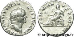 VESPASIEN (1/07/69-24/06/79) Titus Flavius Sabinus Vespasianus Denier 75 N° brm_162170 Date : 75 Nom de l'atelier : Rome Métal : argent Diamètre : 19mm Axe des coins : 6h. Poids : 3,27g.   Etat de con