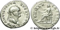 VESPASIEN (1/07/69-24/06/79) Titus Flavius Sabinus Vespasianus Denier 75 N° brm_162171 Date : 75 Nom de l'atelier : Rome Métal : argent Diamètre : 19,5mm Axe des coins : 6h. Poids : 3,23g.   Etat de c