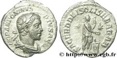 ELAGABAL (16/05/218-12/03/222) Marcus Aurelius Antoninus Denier 221 N° brm_162222 Date : 221 Nom de l'atelier : Rome Métal : argent Diamètre : 19mm Axe des coins : 12h. Poids : 2,08g. Etat de conserva