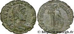 GRATIEN (24/08/367-25/08/383) Flavius Gratianus Nummus, (PB, ئ 3) 370-375 N° brm_166013 Date : 370-375 Nom de l'atelier : Arles Métal : cuivre Diamètre : 17,5mm Axe des coins : 12h. Poids : 2,21g. Deg