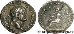 VESPASIEN (1/07/69-24/06/79) Titus Flavius Sabinus Vespasianus Denier 75 N° brm_169474 Date : 75 Nom de l'atelier : Rome Métal : argent Diamètre : 18,5mm Axe des coins : 6h. Poids : 2,96g. Etat de con