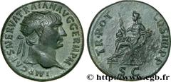TRAJAN (27/10/97-8/08/117) Marcus Ulpius Traianus Auguste (25/01/98-8/08/117) Dupondius 101 N° brm_177157 Date : 101 Nom de l'atelier : Rome Métal : cuivre Diamètre : 27,00mm Axe des coins : 6h. Poids