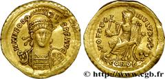 THEODOSE II (10/01/402-28/07/450) Flavius Theodosius Solidus 431-432 N° brm_186512 Date : 431-432 Nom de l'atelier : Constantinople Métal : or Diamètre : 20,5mm Axe des coins : 6h. Poids : 4,41g. Degr