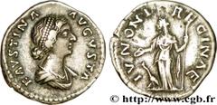 FAUSTINE JEUNE (+175) Annia Galeria Faustina Augusta (146-175) Denier 161-175 N° brm_187652 Date : 161-175 Nom de l'atelier : Rome Métal : argent Diamètre : 18mm Axe des coins : 6h. Poids : 3,20g.   E