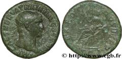 TRAJAN (27/10/97-8/08/117) Marcus Ulpius Traianus Auguste (25/01/98-8/08/117) Dupondius 101 N° brm_190728 Date : 101 Nom de l'atelier : Rome Métal : cuivre Diamètre : 27,5mm Axe des coins : 6h. Poids 