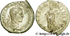 ELAGABAL (16/05/218-12/03/222) Marcus Aurelius Antoninus Denier 218 N° brm_208086 Date : 218 Nom de l'atelier : Rome Métal : argent Diamètre : 19,5mm Axe des coins : 6h. Poids : 3,21g. Degré de rareté
