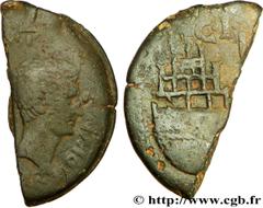 VIENNA - VIENNE - JULES CESAR et OCTAVE (36 avant J.-C.) Julius Cوsar, Caius Octavianus Dupondius coupé en deux verticalement ou as 36 AC. N° brm_208129 Date : 36 AC. Nom de l'atelier : Vienne Métal :
