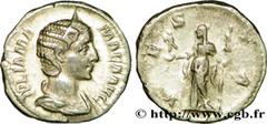 JULIA MAMEE (+235) Julia Mamaea Fille de Julia Mوsa, mère d'Alexandre Sévère - Augusta (221-235) Denier 226 N° brm_209874 Date : 226 Nom de l'atelier : Rome Métal : argent Diamètre : 18,50mm Axe des c