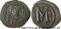 JUSTINIEN Ier(1/08/527-14/11/565) Follis N° v20_0095    Date : 547-548 Nom de l'atelier : Théoupolis, (Antioche) Métal : cuivre Diamètre : 35mm Axe des coins : 6h. Poids : 17,85g. Degré de rareté : R1