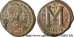 JUSTINIEN Ier(1/08/527-14/11/565) Follis N° v20_0099    Date : 546-547 Nom de l'atelier : Théoupolis, (Antioche) Métal : cuivre Diamètre : 35mm Axe des coins : 6h. Poids : 17,83g. Degré de rareté : R1