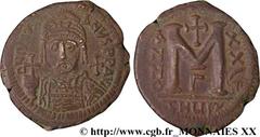 JUSTINIEN Ier(1/08/527-14/11/565) Follis N° v20_0100    Date : 552-553 Nom de l'atelier : Théoupolis, (Antioche) Métal : cuivre Diamètre : 38mm Axe des coins : 5h. Poids : 19,72g. Degré de rareté : R1