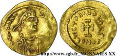 HERACLIUS, HERACLIUS CONSTANTIN et HERACLONAS(4/07/638-11/01/641) Tremissis N° v20_0122    Date : c. 613-641 Nom de l'atelier : Constantinople Métal : or Diamètre : 16,5mm Axe des coins : 6h. Poids : 