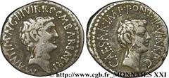 MARC ANTOINE et OCTAVE(41 avant J.-C.)Marcus Antonius, Caius Julius Cوsar Octavianus Denier N° v21_2278    Date : c. 41 AC. Nom de l'atelier : Asie, Ephèse (Ephesia) Métal : argent Diamètre : 19mm Axe