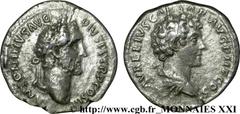 ANTONIN et MARC AURELE CESAR(140-161)Antoninus Pius, Marcus Aurelius Cوsar Denier N° v21_2580    Date : 141 Nom de l'atelier : Rome Métal : argent Diamètre : 18mm Axe des coins : 12h. Poids : 2,60g. D