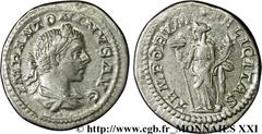 ELAGABAL(16/05/218-12/03/222)Marcus Aurelius Antoninus Denier N° v21_2887    Date : 05-07/219 Nom de l'atelier : Rome Métal : argent Diamètre : 20mm Axe des coins : 6h. Poids : 3,47g. Etat de conserva