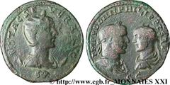 OTACILIA SEVERA, PHILIPPE Ier L'ARABE et PHILIPPE II Tetrassaria ou 4 assaria, médaillon ou grand bronze, (GB, ئ 31) N° v21_3065    Date : 247 Nom de l'atelier : Syrie, Coelé Syrie, Damas, (Damascus) 